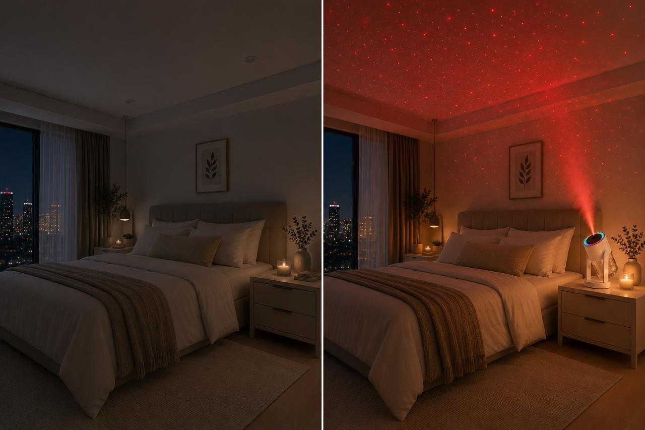 Habitación antes y después de usar el humidificador NOVYRA